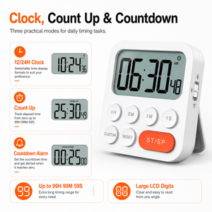Digital Kitchen <strong>Timer</strong> Magnetic Countdown Clock Loud Alarm Visual Cooking <strong>Timer</strong> For Classroom Study Office Gym Use - Product Image 2