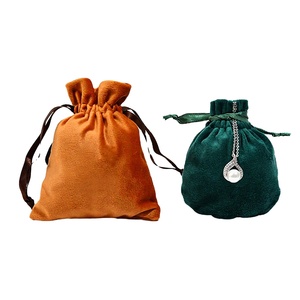 Luxuriöser, mehrfarbiger, weicher, anpassbarer Schmuck-Geschenkbeutel aus Samt und Flanell mit Kordelzug, oval geformt, in verschiedenen Größen erhältlich - Product Image 1