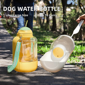 Bouteille d'eau portable pour animaux de compagnie 2 en 1, bol à boire pour chien, distributeur de nourriture pliable, grande capacité, utilisation en extérieur - Product Image 2
