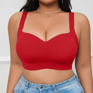 Soutien-gorge <span class=keywords><strong>de</strong></span> <span class=keywords><strong>sport</strong></span> grande taille uni pour femme, sans armatures, sans coutures, tissé, à couvrance complète, push-up, avec soutien dorsal, respirant, pour l'été et le quotidien - Product Image 1