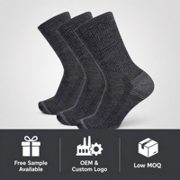 Chaussettes de randonnée épaisses en gros avec logo personnalisé OEM, chaussettes de trekking d'extérieur rembourrées, soutien de la voûte plantaire renforcé, pour hommes et femmes, en vrac
