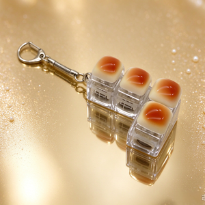 Porte-clés jouet anti-stress en plastique blanc en forme de bouton de pain vapeur, à presser au bout des doigts - Product Image 5