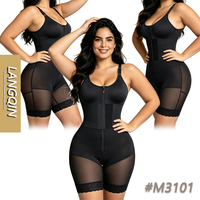 En gros Body gainant en nylon pour femme, mi-cuisse, avec fermeture éclair frontale, contrôle du ventre, maintien moyen, antibactérien et respirant