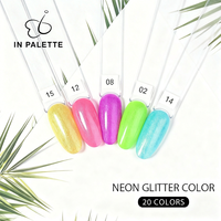 Palette de 20 couleurs de vernis à ongles gel pailleté néon, haute saturation, qualité salon, hypoallergénique, gel UV LED pour nail art, à retirer par trempage