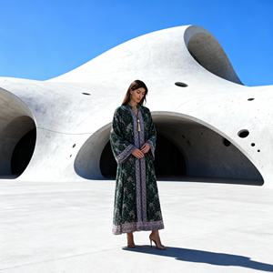 Abaya de Poliéster con Pedrería Termoadhesiva, Elegante y de Lujo para Fiestas y Eventos, para Mujeres Musulmanas, Venta al Por Mayor, Nuevo Diseño de Moda, Fabricante OEM - Product Image 4