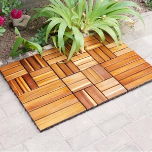 Suelo de Madera de Acacia Encastrable para Balcón, Terraza Exterior, Resistente a la Humedad, Diseño Rectangular con Doble Bloqueo - Product Image 3