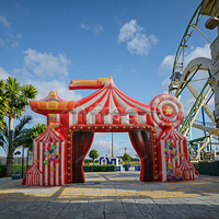 Arco Inflable de Circo para Entrada, Decoración Gigante para Eventos Navideños, Temática de Dibujos Animados, con Bomba de Aire Eléctrica Resistente
