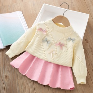 Conjunto de Dos Piezas Tejido para Niñas 2026, Suéter con Lazo y Falda Plisada, Atuendo de Primavera/Verano para Bebés - Product Image 5