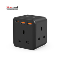 Wontravel 20W chargeur rapide Extender chargeur mural prise britannique adaptateur de prise d'extension murale multi-prises 3 voies avec 3 usb