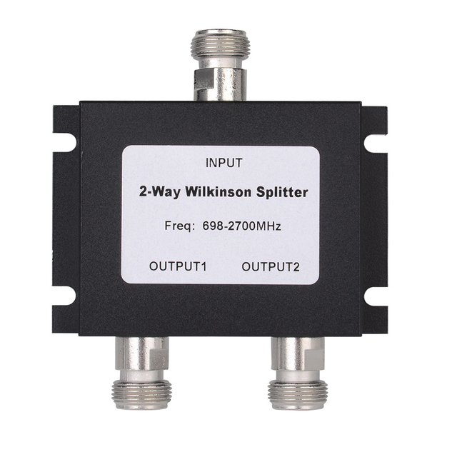 2 Ways RF Power Divider 698-2700MHz Wilkinson Splitter N Female High Performance for LTE 4G Communication Network Mobile Booster