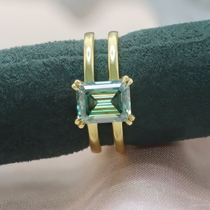 Paston özelleştirilmiş buzlu Out 925 gümüş orijinal yeşil zümrüt 3ct mozanit yüzük düğün nişan Vvs elmas takı - Product Image 5