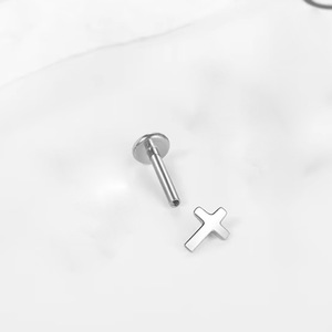 <b>Titanium</b> Alloy Cross Earrings Heart Shaped Zirconia Studs Ear Cartilage Jewelry Unisex Gift Fashion Piercing Jewelry - Product Image 3