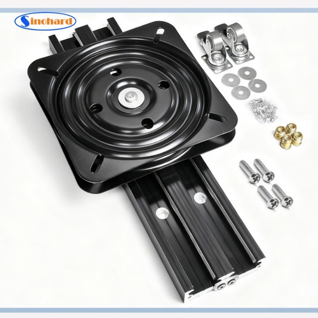 SINOHARD 90 Degree Rotating Island Slide Rail Heavy Duty Wheels Kitchen Island Table Rotating Table System