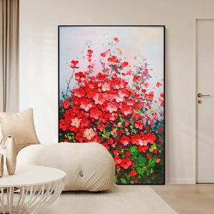 Dipinto a Olio <span class=keywords><strong>su</strong></span> <span class=keywords><strong>Tela</strong></span> Grande Murale Floreale Astratto con Texture 3D Decorazione da Pavimento a Soffitto per Soggiorno e Ingresso - Product Image 1