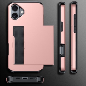 Per il caso di <span class=keywords><strong>iPhone</strong></span> 16 con il titolare della carta, TPU + PC armatura pesante nascosto Slot per il portafoglio antiurto del telefono cellulare Cover per <span class=keywords><strong>iPhone</strong></span> 16 - Product Image 5