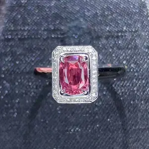 Yeni stil lüks taş Takı 18k Altın Güney Afrika elmas 1.51ct doğal orangish-pembe padparadscha safir yüzük