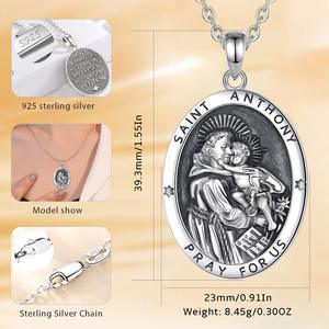 Merryshine 925 joyería religiosa de plata esterlina St Michael/Christopher/Jude/Benedict/Joseph/ Saint Anthony collar de medalla - Product Image 5