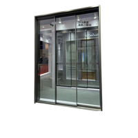 Porte coulissante en alliage d'aluminium et verre trempé, design minimaliste moderne, sur mesure, pour entrée principale extérieure, villa, hôtel