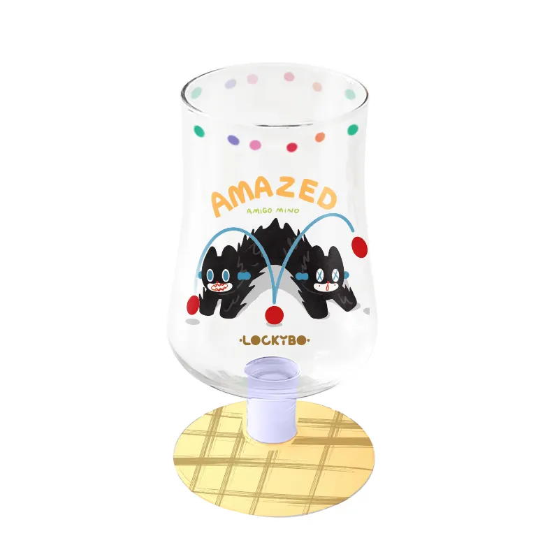 Lekebo mão desenhada copo de vidro Ice Cream Cup Bebidas Mão desenhada copo pintado
