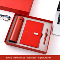 Ensemble cadeau d'entreprise personnalisé avec logo, carnet, tasse isotherme, stylo, kit VIP, journal en cuir PU A5, thermos, stylo à bille, boîte