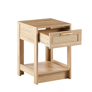 Rattan Bed <strong>Nightstand</strong> Simple Modern Wooden <strong>Nightstand</strong> with Drawer for Bedroom <strong>Nightstand</strong> Bedside Table - Product Image 3