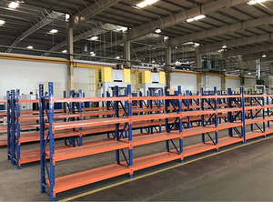 Scaffalature a Campata Lunga per Magazzino Industriale, <span class=keywords><strong>Scaffali</strong></span> per Stoccaggio Pesante in Metallo, Originale Nero <span class=keywords><strong>con</strong></span> <span class=keywords><strong>Copertura</strong></span> Bianca e Blu - Product Image 6