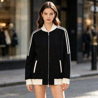 Veste universitaire personnalisée pour hommes et femmes, à blocs de couleur, avec fermeture éclair, manches longues, style baseball, uniforme d'équipe scolaire