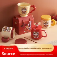 Tasse en céramique de danse du lion originale de luxe portable de haute qualité boîte-cadeau tasse en céramique au design classique