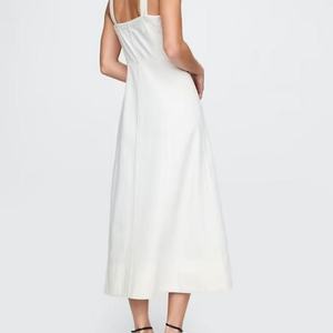 Nouvelle Arrivée Robe en Jean d'Été de Haute Qualité Style Affaires Noble Col Rabattu Délavé à l'Acide Longueur Midi Robe en Jean Modeste - Product Image 2