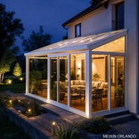 Véranda en verre à toit triangulaire MEIXIN ORLANDO avec verre Low-E pour usage résidentiel, hôtelier, bureaux, maisons, réceptions, toutes saisons