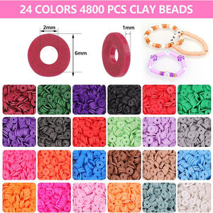 5700 pièces 6mm 24 couleurs <span class=keywords><strong>perles</strong></span> d'argile Bracelet faisant Kit plat rond <span class=keywords><strong>perles</strong></span> d'argile entretoise <span class=keywords><strong>Heishi</strong></span> <span class=keywords><strong>perles</strong></span> pour la fabrication de bijoux perle coquille - Product Image 2