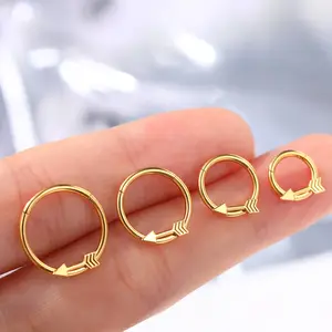 316L เหล็กแหวนจมูกห่วง Septum Clicker บานพับส่วนแหวนริมฝีปากหูเจาะต่างหูสําหรับกระดูกอ่อน