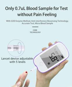 Testeur <span class=keywords><strong>de</strong></span> <span class=keywords><strong>glycémie</strong></span> domestique pour diabétiques, micro-échantillonnage <span class=keywords><strong>de</strong></span> 0,7 µL, lecteur <span class=keywords><strong>de</strong></span> <span class=keywords><strong>glycémie</strong></span> rapide en 5 secondes sans codage, moniteur <span class=keywords><strong>de</strong></span> santé portable certifié CE - Product Image 6