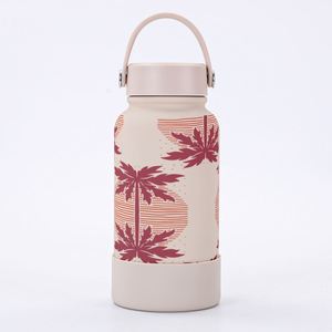 Botellas aisladas al vacío de acero inoxidable personalizadas de fábrica botella de agua deportiva de boca ancha con funda de silicona antideslizante - Product Image 2