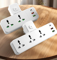 Multiprise murale extensible 3-5 voies avec interrupteurs individuels, courant nominal 10A, 2 ports USB-A, 1 port TYPE-C, compatible UK US EU, en stock