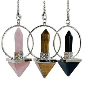 Wholesale Crystal 7 Chakras Pendant Crystal Points Crystal Pyramid Pendulum