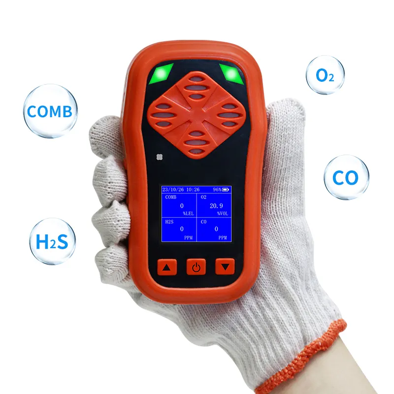 Taşınabilir 4 In 1 gaz monitörü CO H2S O2 Ex analizörü ile patlamaya dayanıklı vokal gaz kelepçe toksik ve zararlı gaz algılama