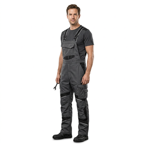 Unisex Dark Gray Polyester <b>Waterproof</b> <b>Work</b> Coveralls Adjustable Straps Reinforced Knees Abrasion Resistant Oeko-Tex Certified - Product Image 4