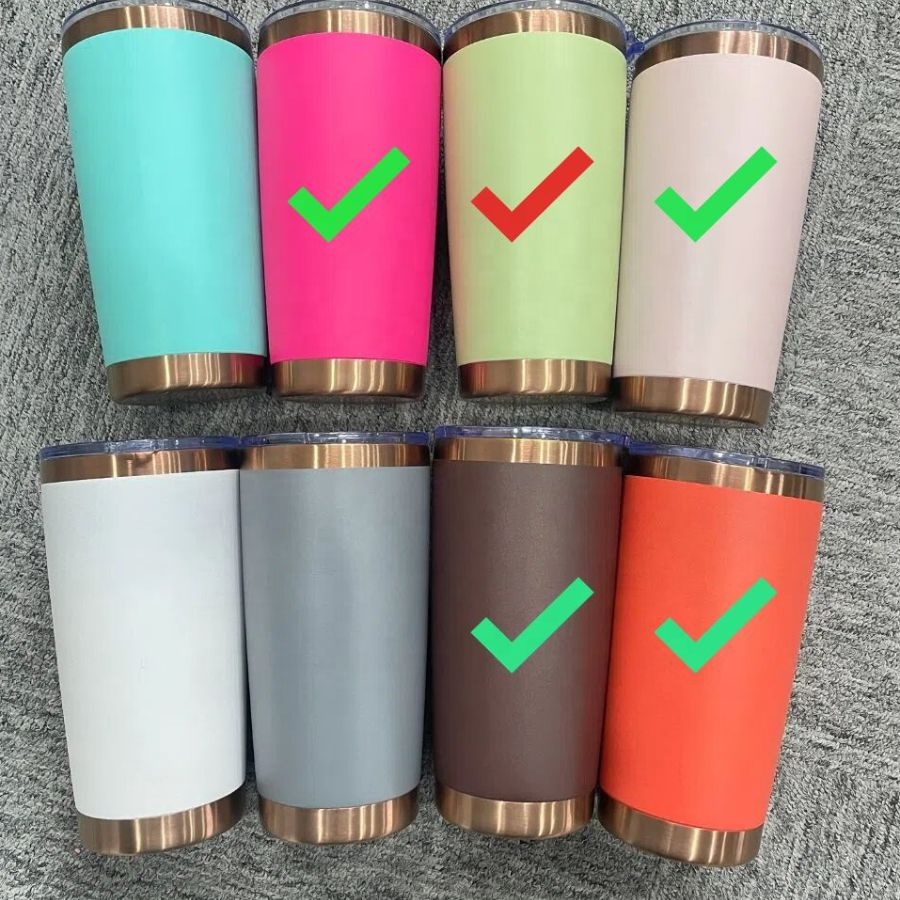 20oz New Color Orange Pink Brown Chocolate Powder Coated Copper Plated Underneath Car Tumbler Cup Mugs with Magnetic Slide Lid