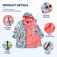 Parka imperméable pour enfants, doublée de polaire Sherpa, robe de change personnalisée, manteau d'extérieur imprimé pour l'équitation et le camping