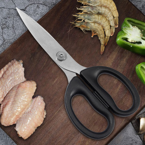 Stainless Steel <b>Kitchen</b> <b>Scissors</b> Straight Head Black Handle For Food Cutting Home Use - Product Image 1