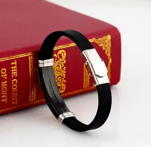 Germania religioso di sconto in acciaio inox accessori in pvc del braccialetto di gomma croce braccialetti in silicone braccialetti da polso