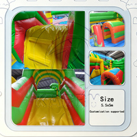 Château gonflable commercial combiné toboggan et obstacles, thème crocodile/alligator de la jungle, pour enfants, location pour fêtes en extérieur