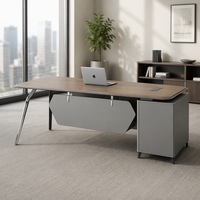 Bureau de direction moderne en bois avec structure en aluminium, poste de travail modulaire durable pour le bureau