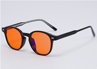 Lunettes de protection contre les radiations informatiques transparentes TR90 à monture ronde, verres PC anti-lumière bleue clairs et jaunes/orange