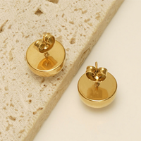 Pendientes de tuerca de acero inoxidable con bola redonda gruesa chapada en oro de 18 quilates, joyería de moda Vintage clásica hipoalergénica sin deslustre