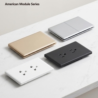 Prise murale modulaire américaine de type 118, 1 poste, panneau PC ignifuge, 2 ports USB, IP22, industrielle, 10A