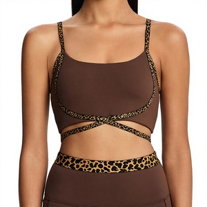 <b>Leopard</b> <b>Print</b> Yoga Set <b>High</b> Waisted Crisscross Strap Crop <b>Top</b> With Cut-Out Design Breathable Activewear For Women - Product Image 6