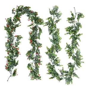 Artificial Greenery Grapes Vines Leaves Foliage Simulation Fruits for Garden Wedding Garland Home Room Outside Decoration
