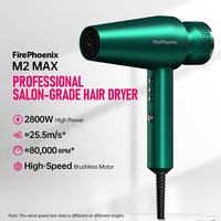 FirePhoenix M2 MAX 2800W Pengering Rambut Profesional Salon Motor Tanpa Sikat 25.5m/s Ionik Kebisingan Rendah Pengeringan Cepat EU